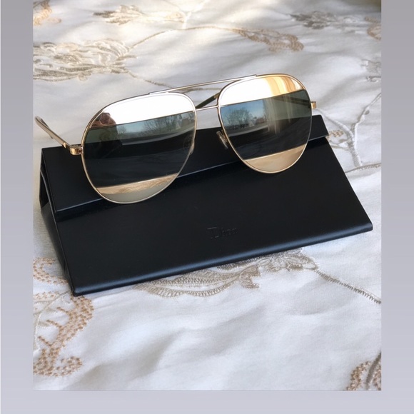Authentic Dior Split 59Mm Metal Aviator Sunglasses - Picture 2 of 3